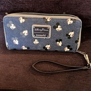 Loungefly Disney Parks Blue Mickey Mouse Wristlet
